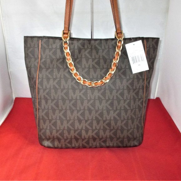 Michael Kors Harper Large N/S MK Signature Tote $298 Brown #013 - Picture 11 of 13